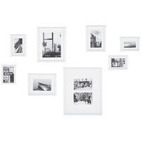Set di 8 foto incorniciate bianche varie misure decorazioni moderne ganci per galleria
