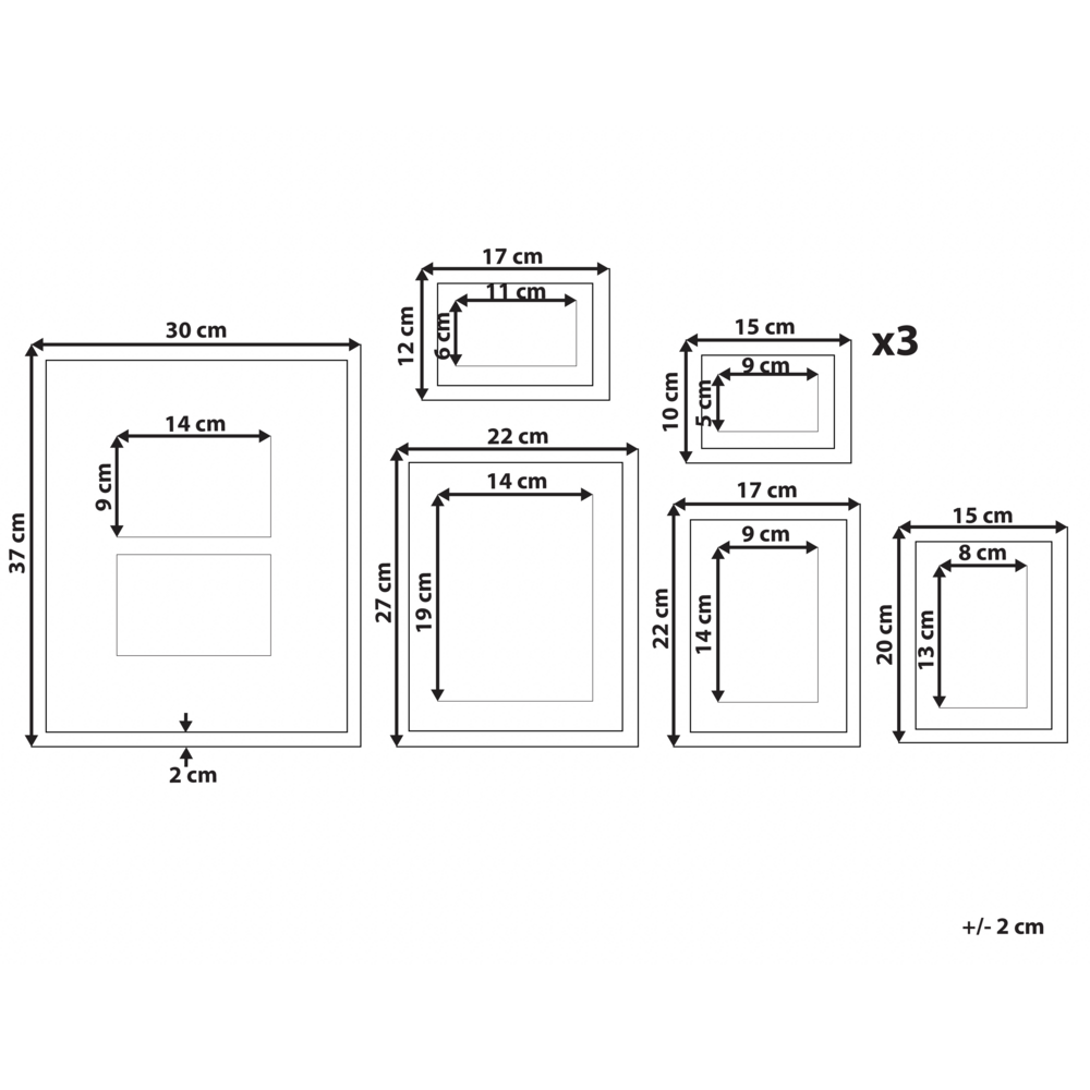 Set di 8 foto incorniciate bianche varie misure decorazioni moderne ganci per galleria