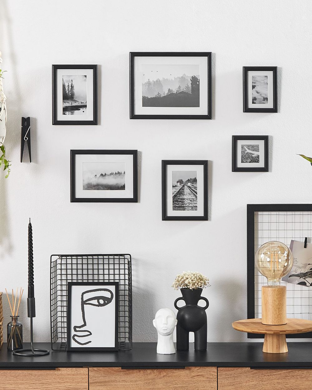 Set di 6 foto incorniciate Nero varie dimensioni moderno passpartout Decorazione da parete Gallery Ganci