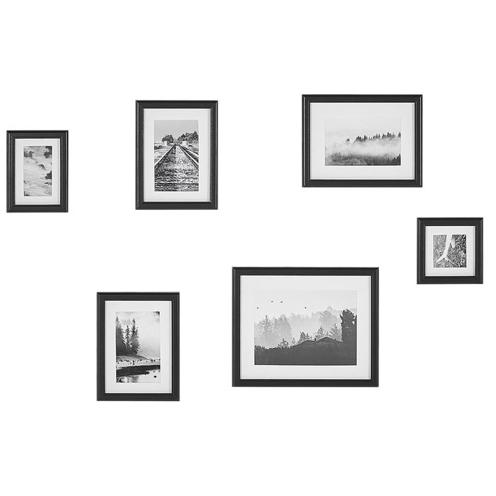 Set di 6 foto incorniciate Nero varie dimensioni moderno passpartout Decorazione da parete Gallery Ganci