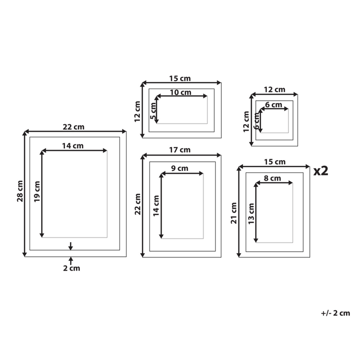 Set di 6 foto incorniciate Nero varie dimensioni moderno passpartout Decorazione da parete Gallery Ganci