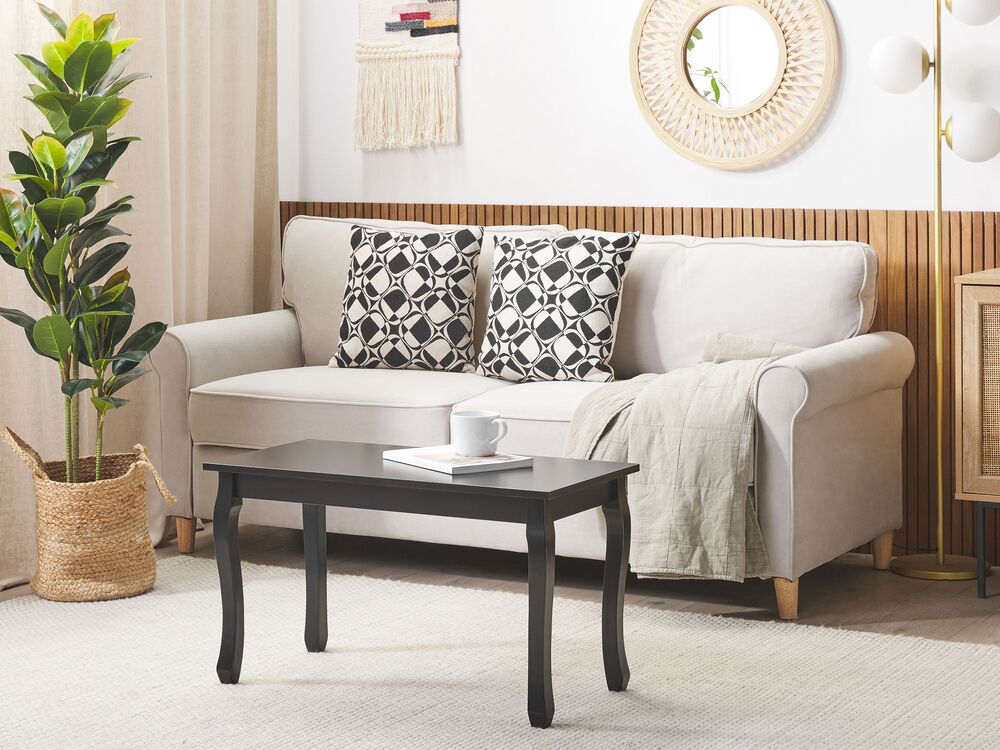 Tavolino da Caffè Rettangolare Nero Stile Chic Gambe Curve