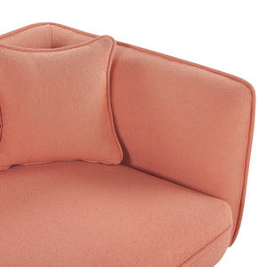 Chaise longue Destra in poliestere rosa pesca con cuscino e gambe metallo da salotto