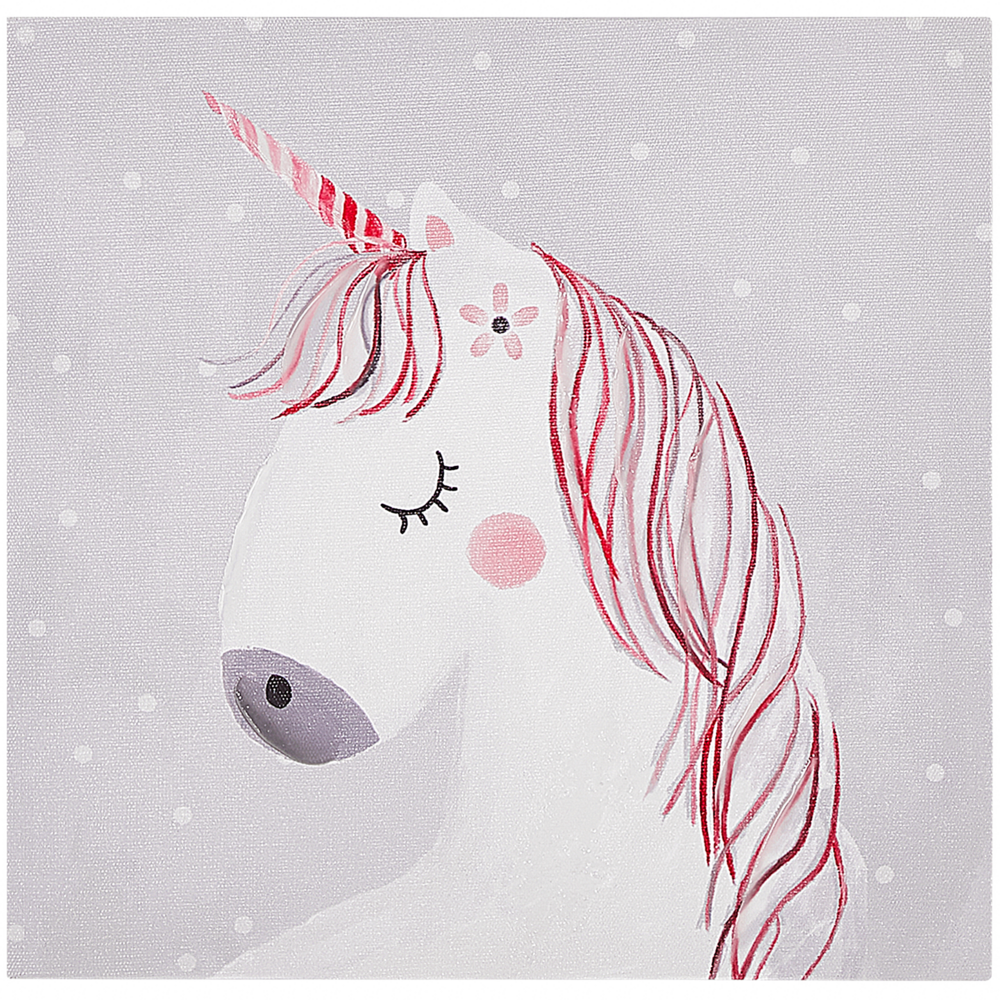 Set di 3 stampe artistiche su tela in poliestere grigio e rosa 30 x 30 cm ganci di montaggio per la cameretta dei bambini