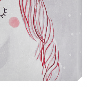 Set di 3 stampe artistiche su tela in poliestere grigio e rosa 30 x 30 cm ganci di montaggio per la cameretta dei bambini