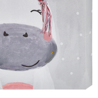 Set di 3 stampe artistiche su tela in poliestere grigio e rosa 30 x 30 cm ganci di montaggio per la cameretta dei bambini