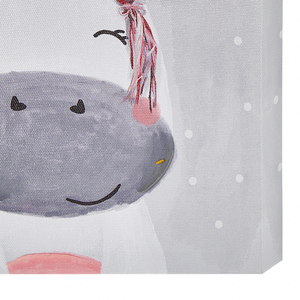 Set di 3 stampe artistiche su tela in poliestere grigio e rosa 30 x 30 cm ganci di montaggio per la cameretta dei bambini