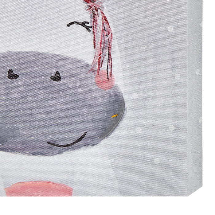 Set di 3 stampe artistiche su tela in poliestere grigio e rosa 30 x 30 cm ganci di montaggio per la cameretta dei bambini