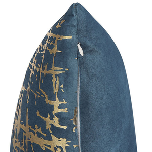 Set di 2 cuscini decorativi in poliestere blu e dorato effetto craquelé 45 x 45 cm motivo stampato in lamina