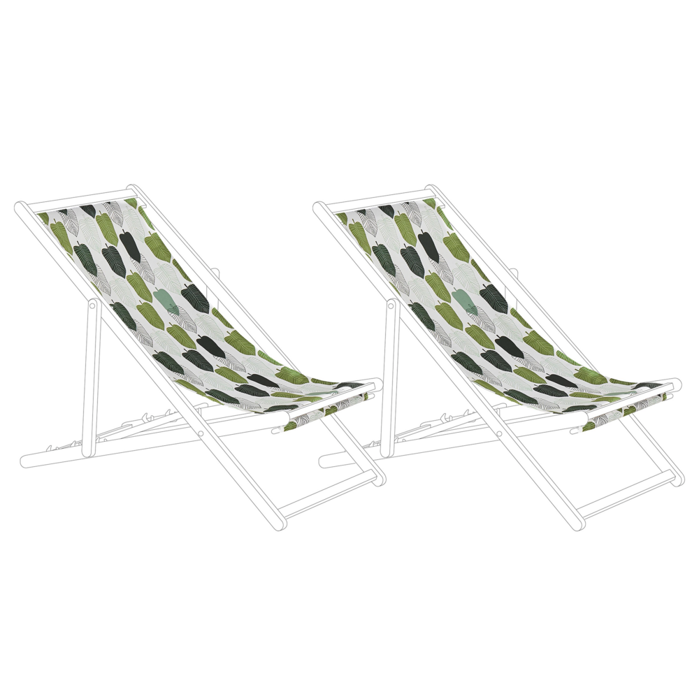 Set di 2 Teli Sostitutivi per sdraio fantasia a foglie bianco e verde