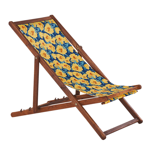 Set di 2 sedie a sdraio da giardino con struttura in legno di acacia scuro con motivo floreale in tessuto amaca sedile reclinabile pieghevole Tele di Sostituzione