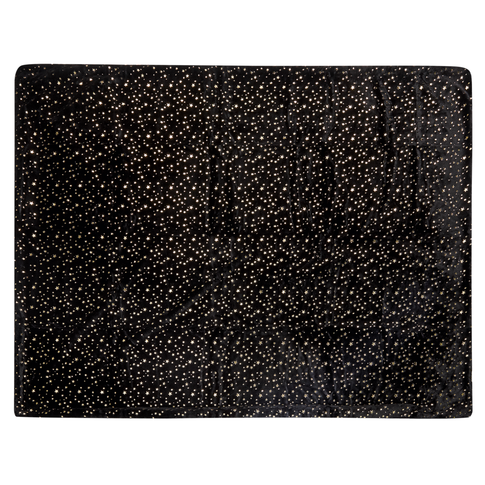Coperta in poliestere Nero 130 x 180 cm copriletto plaid motivo stella dorato soggiorno camera da letto