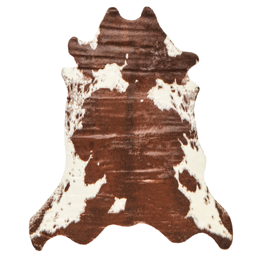Tappeto tappetino Marrone e Bianco Ecopelle Pelle Bovina 130 x 170 cm Irregolare Moderno Rustico