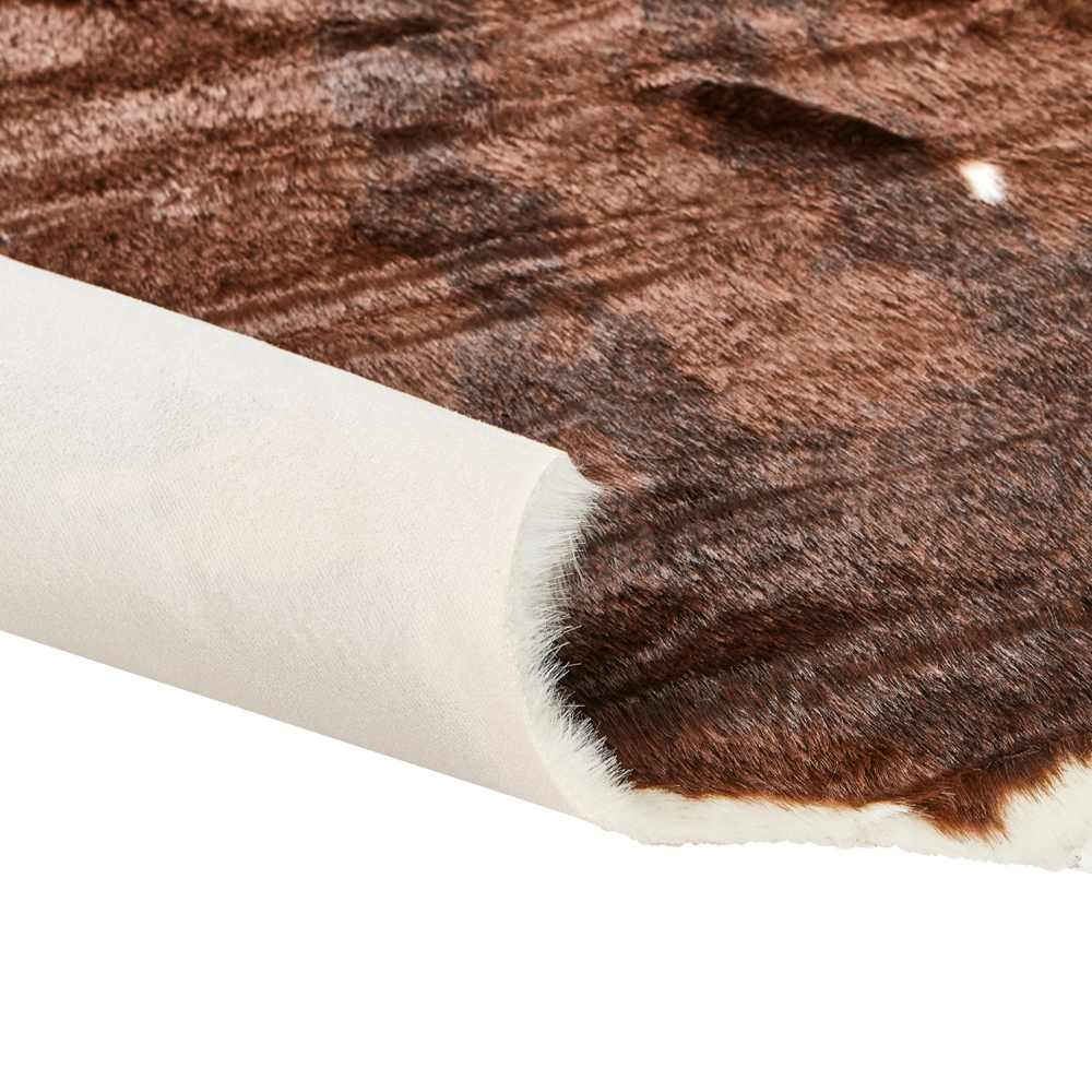 Tappeto tappetino Bianco e Marrone Ecopelle Pelle Bovina 150 x 200 cm Irregolare Moderno Rustico