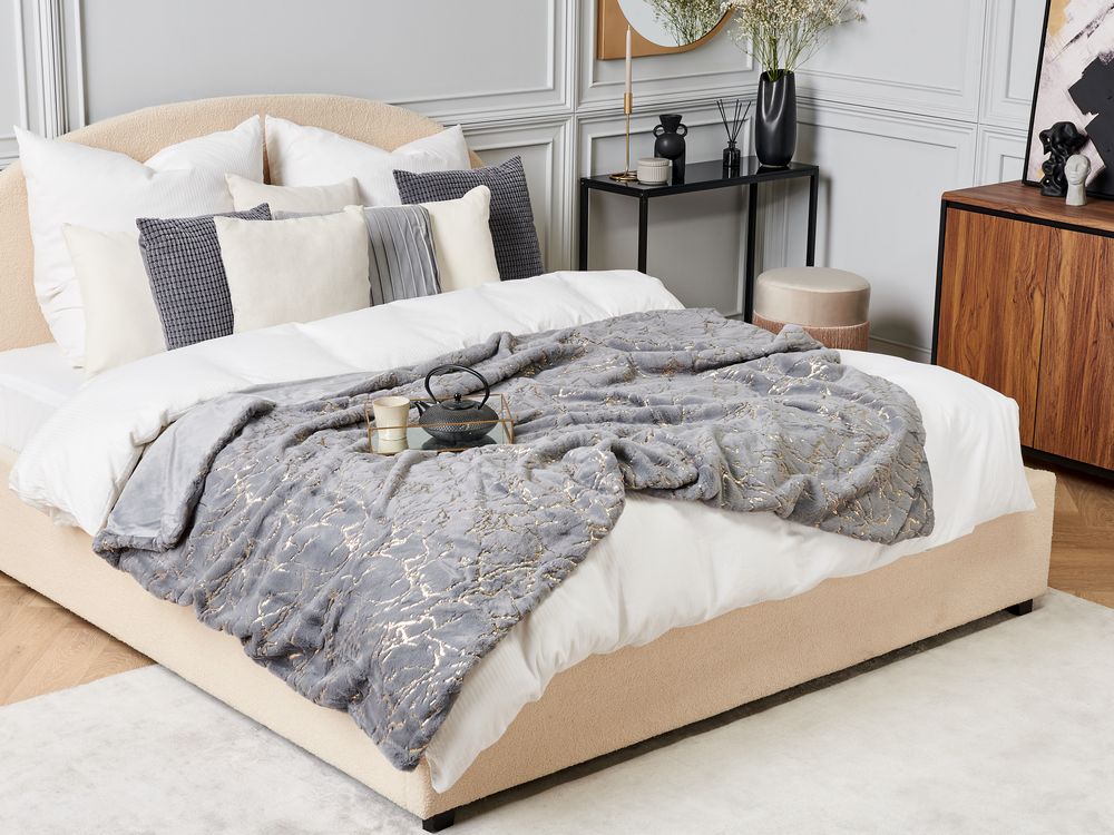 Coperta in poliestere grigio 150 x 200 cm copriletto plaid in marmo dorato motivo soggiorno camera da letto