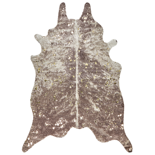 Tappeto Taupe con Finta Pelle di Vacchetta dorato 150 x 200 cm con Macchie Irregolare Moderno Rustico