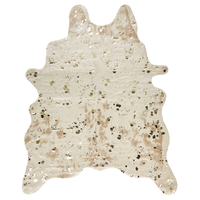 Tappeto Beige con Finta Pelle di Vacchetta dorato 130 x 170 cm con Macchie Irregolare Moderno Rustico