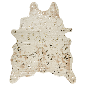 Tappeto Beige con Finta Pelle di Vacchetta dorato 130 x 170 cm con Macchie Irregolare Moderno Rustico