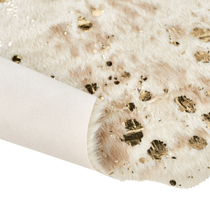 Tappeto Beige con Finta Pelle di Vacchetta dorato 130 x 170 cm con Macchie Irregolare Moderno Rustico