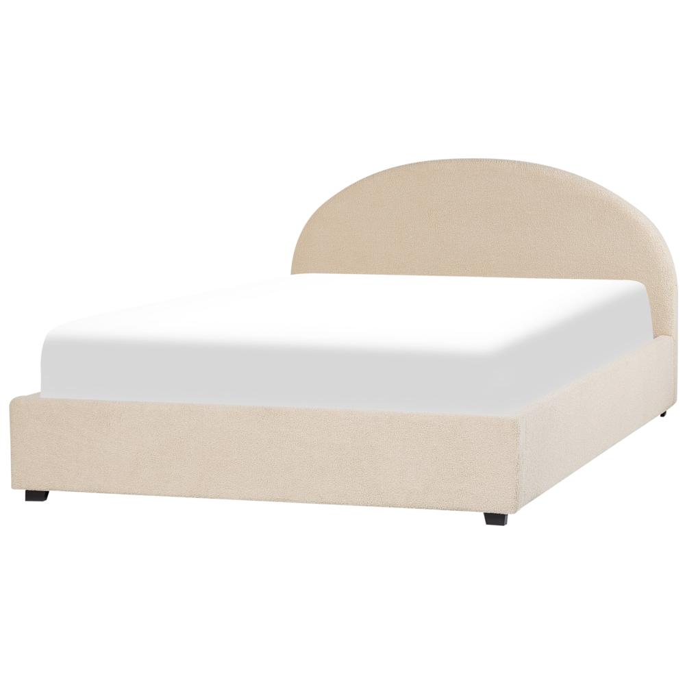 Letto con contenitore in velluto beige 180 x 200 cm minimalista retro ottomana