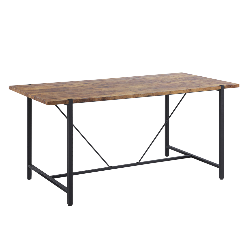 Tavolo da pranzo Piano in legno scuro Gambe in metallo Nero 160 x 80 cm 4 posti rettangolare industriale