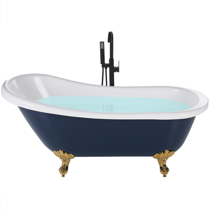 Vasca da bagno in acrilico sanitario blu e dorato 170 x 76 cm vasca autoportante con piedini design retrò tradizionale