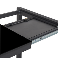 Tavolo da Pranzo Allungabile Gambe in Metallo Nero 120/160 x 80 cm Meccanismo Tradizionale Finitura Laccata Lucida