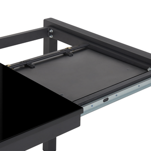 Tavolo da Pranzo Allungabile Gambe in Metallo Nero 120/160 x 80 cm Meccanismo Tradizionale Finitura Laccata Lucida
