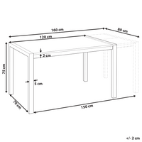 Tavolo da Pranzo Allungabile Gambe in Metallo Nero 120/160 x 80 cm Meccanismo Tradizionale Finitura Laccata Lucida