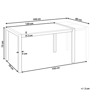 Tavolo da Pranzo Allungabile Gambe in Metallo Nero 120/160 x 80 cm Meccanismo Tradizionale Finitura Laccata Lucida