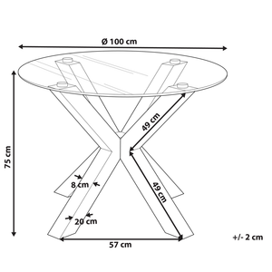 Tavolo da pranzo base in metallo Nero piano in vetro ø 100 cm Rotondo Moderno