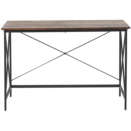 Scrivania da ufficio in legno scuro con piano in MDF Nero gambe in metallo 115 x 60 cm industriale