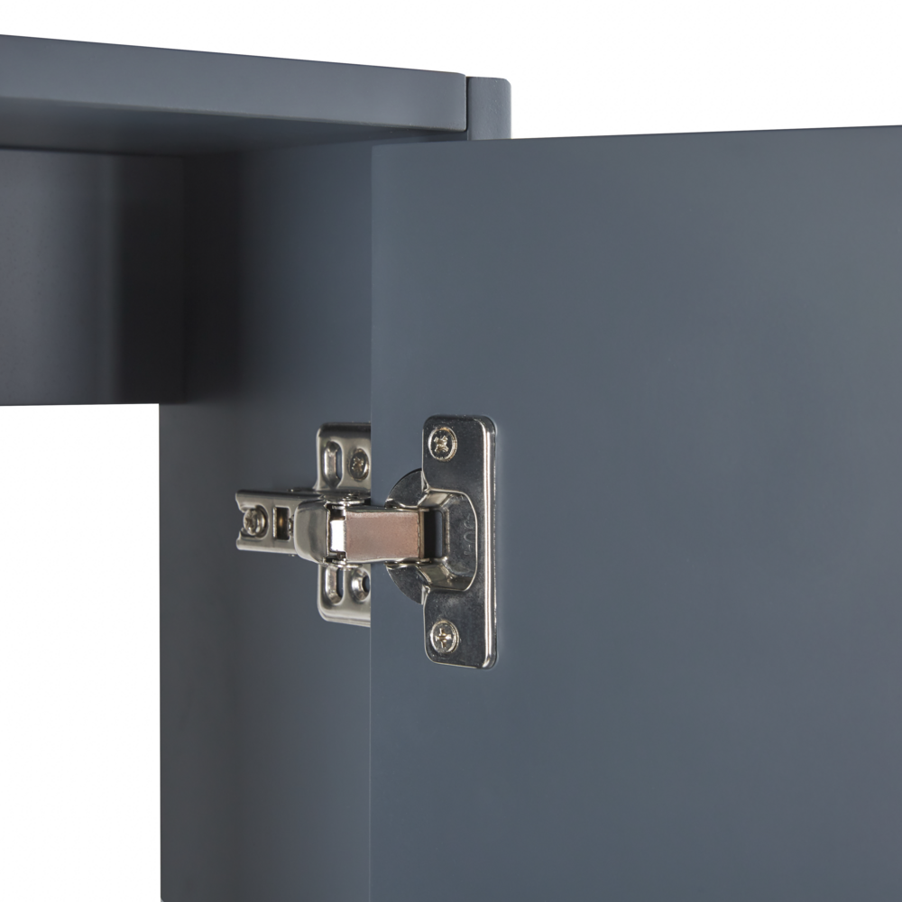 Set di mobili da bagno in 4 pezzi in MDF grigio 60 cm mobiletto in ceramica con specchio