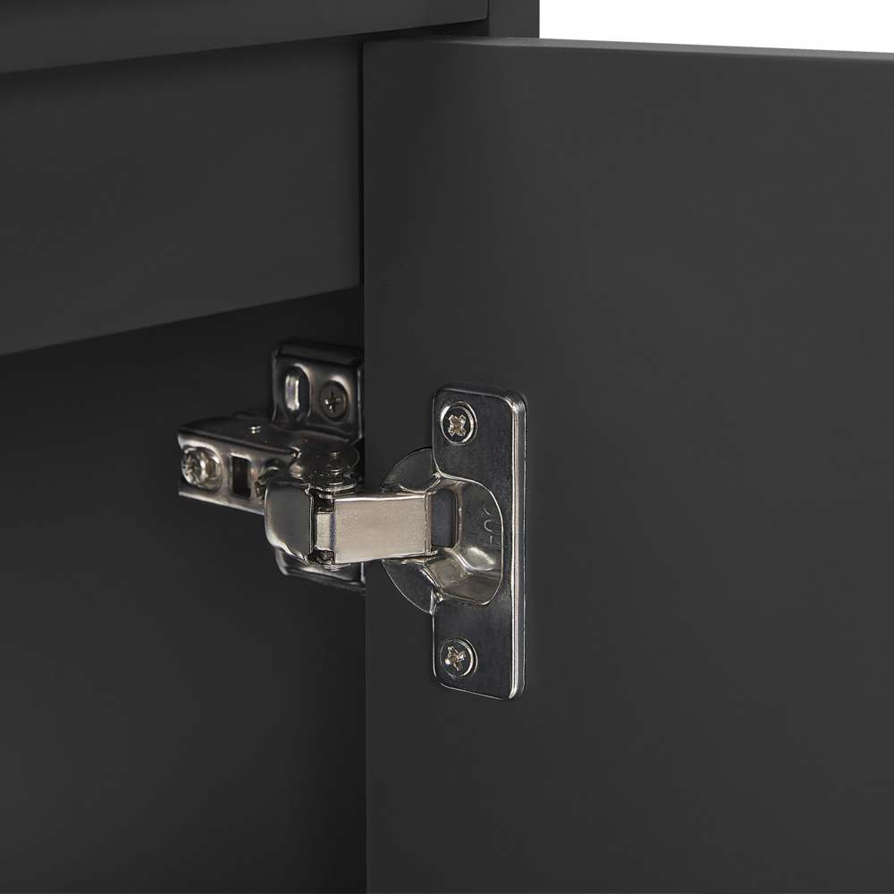 Set di mobili da bagno in 4 pezzi in MDF Nero 100 cm armadietto in ceramica lavabo pensile con specchio