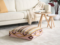 Cuscino da pavimento in cotone multicolore 60 x 60 x 12 cm Pouf quadrato con motivo geometrico boho moderno in tessuto