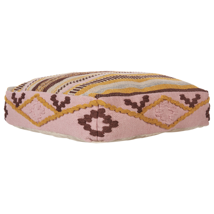 Cuscino da pavimento in cotone multicolore 60 x 60 x 12 cm Pouf quadrato con motivo geometrico boho moderno in tessuto