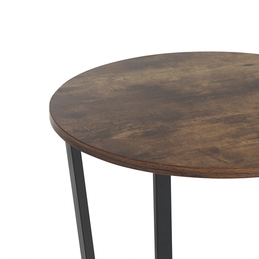 Tavolino in legno scuro con gambe in metallo MDF Nero Scaffale da soggiorno rotondo industriale da 50 cm