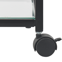 Carrello Cucina Ferro Nero Vetro Temperato 86 x 40 cm Ruote Industriali con Freni Portabottiglie Ripiani Sala da Pranzo