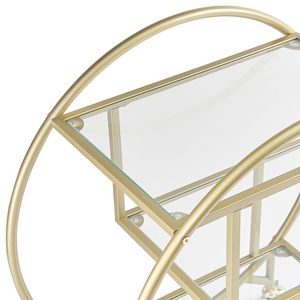 Carrello Cucina Metallo dorato Vetro 50 x 34 cm Ruote Glamour Portaoggetti Aperto Tre Ripiani Soggiorno