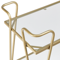 Carrello da Cucina Metallo dorato Vetro 75 x 45 cm Ruote Glamour Portaoggetti Aperto Due Piani Soggiorno