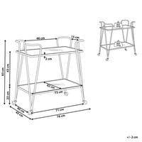 Carrello da Cucina Metallo dorato Vetro 75 x 45 cm Ruote Glamour Portaoggetti Aperto Due Piani Soggiorno