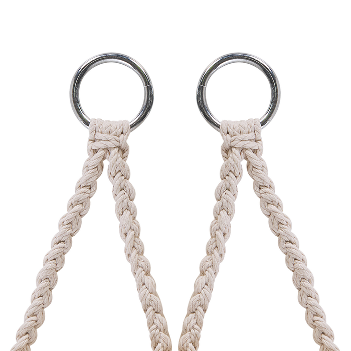 Sedia sospesa poltrona pensile Sedile intrecciato in macramè bianco Sedia a dondolo per interni Stile Boho