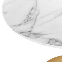 Tavolo da pranzo in marmo bianco con piano in MDF dorato base in metallo tavolo da cucina rotondo industriale da 90 cm