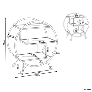 Carrello Cucina Metallo dorato Vetro 50 x 34 cm Ruote Glamour Portaoggetti Aperto Tre Ripiani Soggiorno