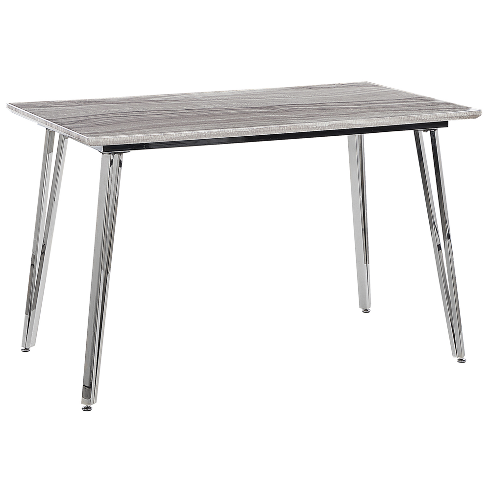 Tavolo da Pranzo Gambe Argento MDF Effetto Marmo Piano Rettangolare 120 x 70 cm Capacità 4 Persone Design Moderno