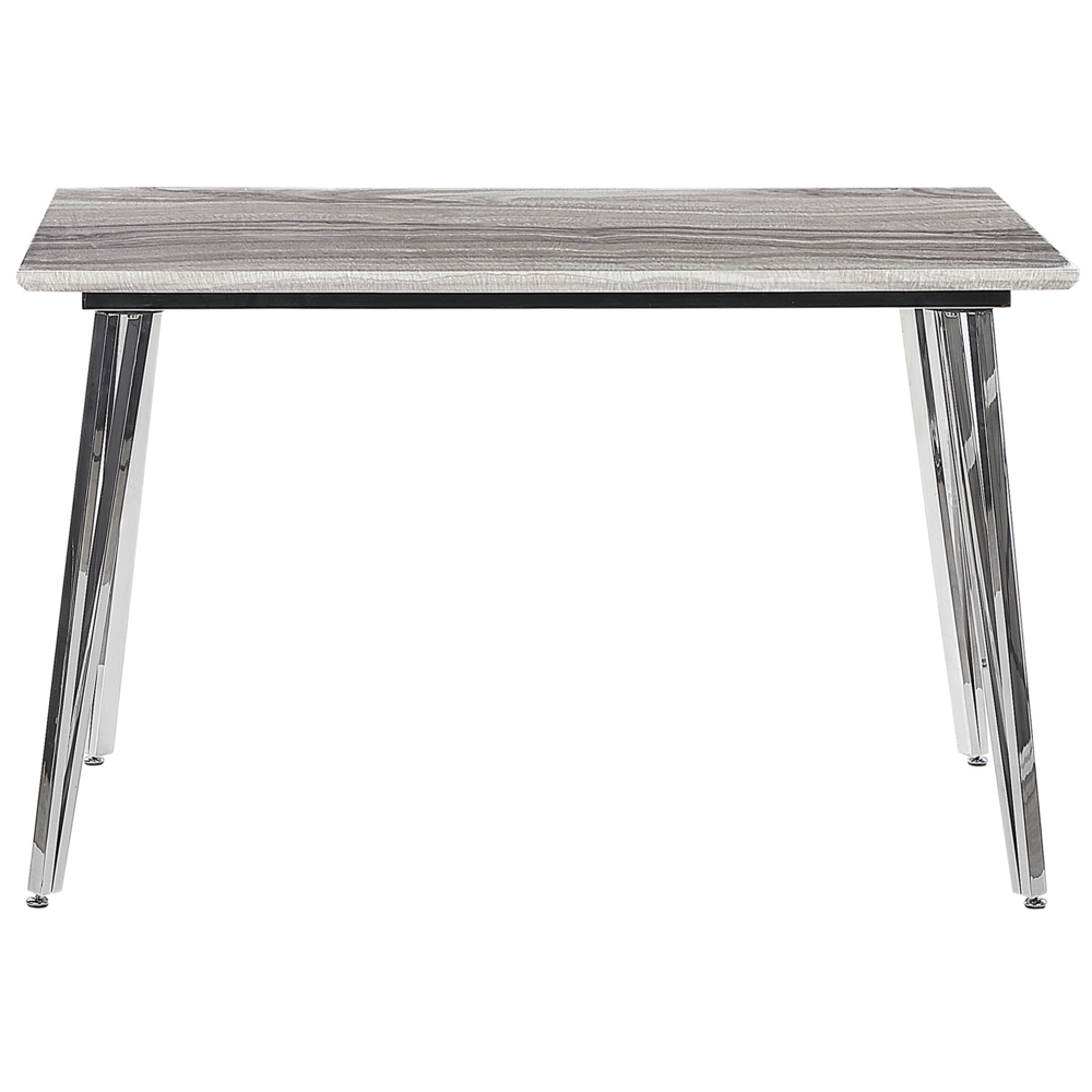 Tavolo da Pranzo Gambe Argento MDF Effetto Marmo Piano Rettangolare 120 x 70 cm Capacità 4 Persone Design Moderno