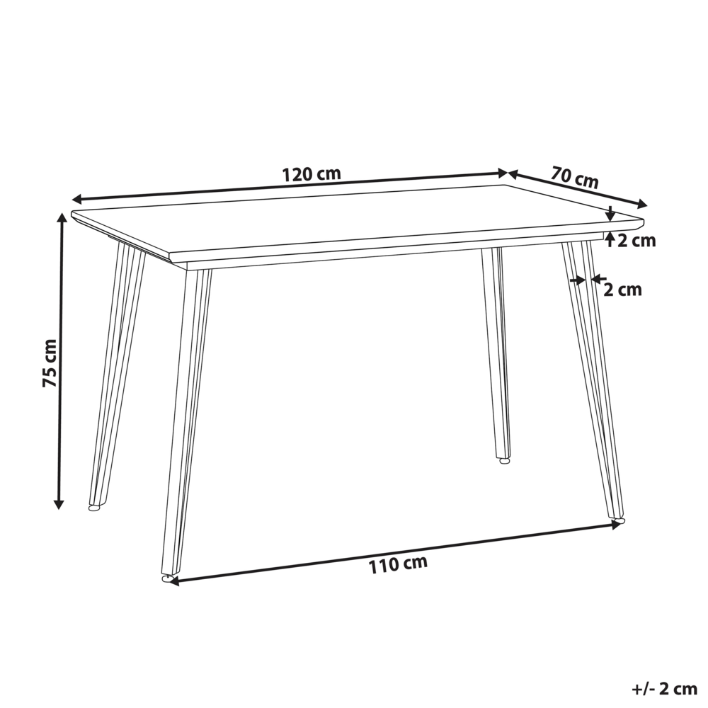 Tavolo da Pranzo Gambe Argento MDF Effetto Marmo Piano Rettangolare 120 x 70 cm Capacità 4 Persone Design Moderno