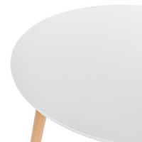 Tavolo da pranzo rotondo bianco MDF piano tavolo 80 cm gambe in legno di faggio marrone chiaro con cappucci protettivi sala da pranzo