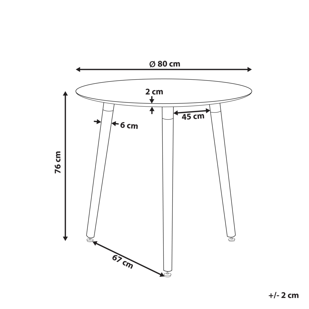 Tavolo da pranzo rotondo bianco MDF piano tavolo 80 cm gambe in legno di faggio marrone chiaro con cappucci protettivi sala da pranzo