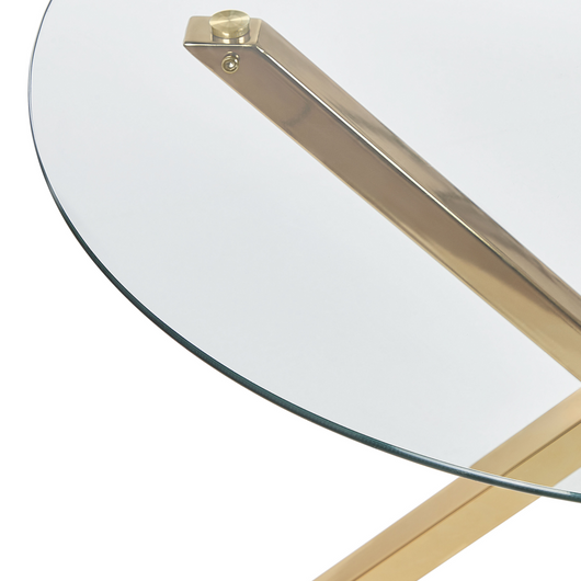 Tavolo da pranzo piano in vetro temperato dorato rotondo ⌀ 90 cm capienza 4 persone Design moderno